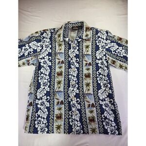 Barkcloth Odo Vintage Men's XL  Hawaiian Barkcloth with Floral Print RARE